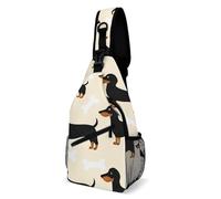 Unisex Crossbody Sling Bag Wiener Dog Doxie Dachshund Weiner Dog Pet Dogs Chest Pack Anti Theft,Multipurpose Chest Backpack for Camping Sports Outdoor