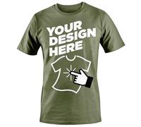 Unisex Custom Personalised Design Photo Image Text Name Printed T-Shirts Tees Top - Size M - |Military Green|