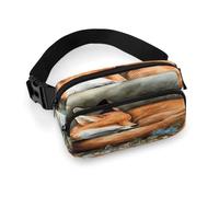 Unisex Cute Mini Zipper Everywhere Belt Bag with Adjustable Strap | A Sleeping Fox Fanny Pack Fashion Waist Pack Minimalist Small Crossbody Bag for Men Women Travel Hiking