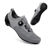 Unisex Cycling Shoes for Men & Women - Breathable Non-Slip Road Bicycle Shoes with Spin Shoestring Comfortable Bicycle Sneakers Spin Bike Shoes Indoor & Outdoor-Gray||Numeric_8