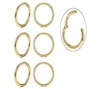 Unisex Dainty Tiny 18k Real Gold Plating Cartilage Huggie Hoop Earrings, 16G Surgical Steel Small Endless Hinged Hoops Earring for Earlobe Cartilage Helix Rook Daith Conch Nose Lip Body Piercing
