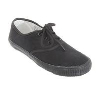 Unisex Dek Senior 4 Eyelet Classic Lace Plimsolls Black - Black Canvas, Older Kids UK 1 / EU 33