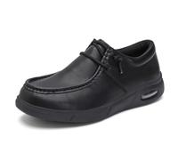 Unisex Diabetic Shoes Casual Slip on Leather Oxfords Slipper for Swollen Feet Plantar Fasciitis Lightweight Walking Loafers,Black,8 UK