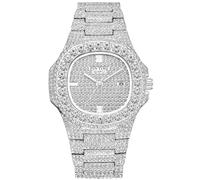 Unisex Diamond Watches Luxury Men and Women Calendar Quartz Clock Rose Gold Silver Stainless Steel Watch, Y Silver, Japanese
