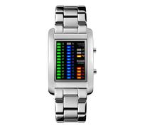 Unisex Digital Watch 4 Colors LED Lights Binary Watch Waterproof 50M 164FT Water Resistant tainless Steel Watch for Men Women Calendar Date Week Fashion Sport Dress Wrist Watch - Black (White)