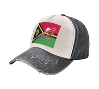 Unisex Distressed Denim Baseball Hat Vintage Washed Cotton Dad Cap Adjustable Breathable for Casual Outdoor Wear and Summer Sun Hat National Flag Print Black and White One Size