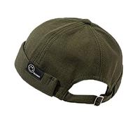 Unisex Docker Brimless Hats Beanie Skullcap Worker Sailor Cap Retro Rolled Cuff Skull Caps with Adjustable (MP113*Green)