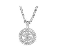 Unisex Dollar Sign Necklace Gold and Silver Two-Tone Shiny Pendant Men's Rapper Hip-Hop Accessory for 70s80s90s Outfits Adjustable Chain Length Perfect for Halloween, M, Alloy Steel, No Gemstone