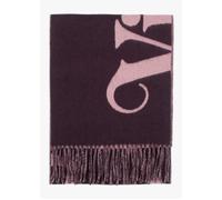 Unisex Double Face Half Logo Plum Wool Scarf - Burgundy Fabric / One Size