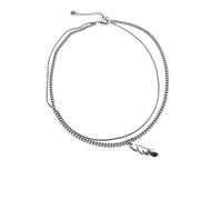 Unisex Double Layer Feather Pendant Necklace Trend Men's and Women's Hip Hop Neutral Versatile Snake Bone Chain Necklace fashion gifts