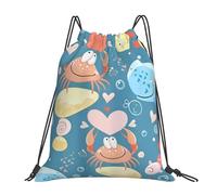 Unisex Drawstring Bag Cute Crab String Sackpack Foldable Sport Gym Sack for Adults Kids Men 36X42cm