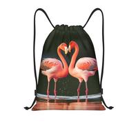 Unisex Drawstring Gym Bag Flamingos Kiss in The Lake Cinch Sack Personalised Swimming Backpack for Men Beach Children 36X42cm