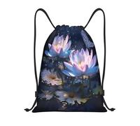 Unisex Drawstring Swimming Bag Beautiful Butterfly Waterlily Lotus Swim Bags Personalised Sport Gym Sack for Yoga Men Adults 36X42cm