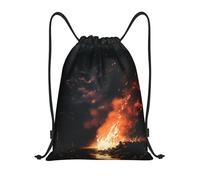 Unisex Drawstring Swimming Bag Fire in the Night Sky, Foldable Gym Backpack, Eco Friendly Cinch Sack, for Children Teenager 36X42cm