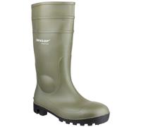 DUNLOP Protomastor - Unisex Knee High Full Safety Waterproof Work Boots, Green, S5 Rated Antistatic and Slip-Resistant PVC Wellies with Steel Toecap for Outdoor and Farm Work - EU47, UK12
