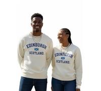 Unisex Edinburgh Scotland Sweatshirt, Applique Embroidery Design, XS-4XL, Available in Black, Blue, Off-White, Grey GPink andrey Navy (UK, Alpha, M, Regular, Regular, Off White)