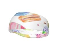 Unisex Elastic exercise headband soft breathable Cupcakes Donuts Muffins Sugar Print sports sweatband for men or women