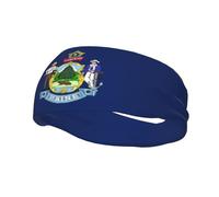 Unisex Elastic exercise headband soft breathable Maine State Flag Print sports sweatband for men or women