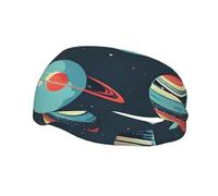 Unisex Elastic exercise headband soft breathable Outer Space Planet Print sports sweatband for men or women