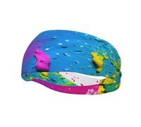 Unisex Elastic exercise headband soft breathable Paint Splatter Backdrop Print sports sweatband for men or women