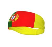 Unisex Elastic exercise headband soft breathable Portuguese flag Print sports sweatband for men or women