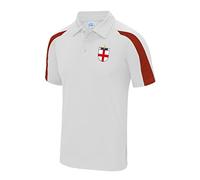 Unisex England Supporters Sport Polo - Modern White Polo with England Badge - Perfect for Football Fans - Comfortable, Athletic Fit for Match Days and Everyday Wear (S)
