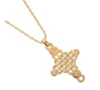unisex Ethiopian Gold Color Coptic Cross Pendant Necklace African Abyssinian Cross Christian Chain Jewelry gifts