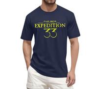 Unisex Expedition 33 Merch Clair Obscur Expedition 33 Game Shirt Two Sided Printed Plus Size Top for Man Game Fans 02-Navy L