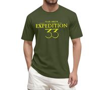 Unisex Expedition 33 Merch Clair Obscur Expedition 33 Game Shirt Two Sided Printed Plus Size Top for Man Game Fans 02-Army Green XXXXL