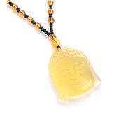 unisex Exquisite crystal Buddha pendant Sakyamuni Buddha head necklace Buddhist prayer amulet bead chain jewelry for men and women Accessories