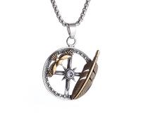 unisex Exquisite Feather Eagle Pendant Nautical Compass Necklace Rock Party Hip Hop Amulet Jewelry for Men and Women Jewelry Accessories
