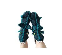 Unisex Family Christmas Winter Socks Knit Warm 3D Novelty Animal Wide Mouth Crew Socks Funny Kids Crocodile Socks (Blue Dragon Adult, Free Size)