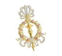 Unisex Fashion Brooch Vintage Scepter Design Rhinestones Creative Pin for Gift Occasions Alloy Chest Ornament Trendy Accessory