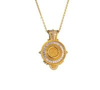 unisex Fashionable Round Square Full Shield Braided Goddess Ancient Coin Pendant Women's Jewelry