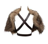 Unisex Faux Fur Viking Shawl Wrap Fluffy Medieval King Fur Collar Shoulder Straps Renaissance Warrior Costume Accessories Barbarian Style Arm Wraps Halloween Cosplay Outfit, Carnival, LARP Ren Faire