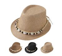 Unisex Fedora Hat Straw Trilby Hats for Men Women Summer Panama Fedora Hat Breathable Beach Sun Hat Cap UPF 50+ Short Brim Bowler Caps Packable Jazz Hat Roll up Straw Sun Visor Hat Gangster Cuban Hat