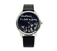 Unisex Female Women Ladies Girls Whatever,I'm Late Anyway Love Gift Leather Strap Watches Quartz Wrist WatchUnisex Female Women Ladies Girls Whatever I'm Late Anyway Love Gift Leather Strap Wat