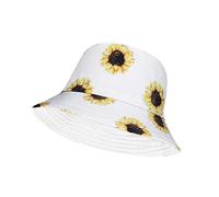 Unisex Fisherman Summer Festival Union Jack UK Flag Cotton Bucket Hat (One Size, Sunflower - White)