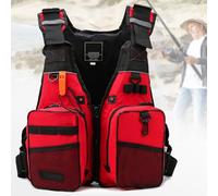 Unisex Fishing Swim Vest Adults Outdoor, Buoayancy Aid life jacket with Multi Pockets And Reflective Stripe Adjustable Snorkeling Vests(Red)