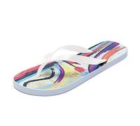 Unisex Flat Slim Flip Flops for Women Men Flower Print Graffit Non-Slip Soft Sole Clip Toe Jelly Sandals Comfortable Fashion Elegant Beach Summer Swimming Pools Thong Slippers (White, 8)