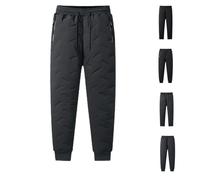 Unisex Fleece-Lined Joggers,Unisex Fleece-Lined Joggers with Pockets,Unisex Fleece-Lined Waterproof Pants (Grey Leg Binding,L)