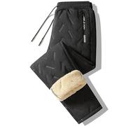 Unisex Fleece Thermal Pants - Waterproof Windproof Warm-Lined with Zipper Pockets, Lightweight Outdoor Cold Weather for Men Women (Black Without Cuffs,XL)