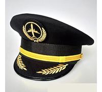 Unisex Flight Airline Captain Uniform Eaves Pilot Hat Civil Aviation Cap Aviator Security Staff Professional Cosplay