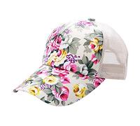 Unisex Floral Baseball Cap Outdoor Sports Hats Classic Dad Hat Womens Men Adjustable Trucker Cap Summer Peak Cap Golf Running Sun Hats for Beach White