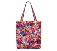 Unisex flowers golden roses Reusable Foldable Casual Stylish Grocery Shopping Shoulder Bags Tote Bag For Beach Travel Work School