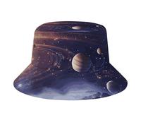 Unisex Foldable Sun Protection Bucket Hat - Wide Brim Outdoor Bohemian Elephant Pattern Bucket Cap for Camping Travel, Outer Space Galaxy Universe, One size