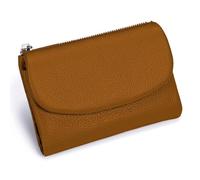 Unisex Full Grain Leather Small Wallet with Coin Clip, Short Genuine Leather, Compact Bifold Money Slot, Coin Clip and Card Holder, brown
