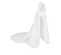 Unisex Full Length Tulle Hooded Cape Halloween Christmas Fancy Dress Cape Adult Vintage Vampire Bridal Cloak Wicked Witch Gothic Sheer Cloak Elf Robe Veil Ghost Haunted Cosplay Costume