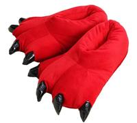 Unisex Funny Animal Costume Paw Claw Shoes Soft Plush Home Slippers, Red Excursion Plain Getaway Solids, L: 7.5-9.5 US