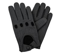 Unisex Genuine Goat Semi Aniline Leather Driving Gloves - Breathable with Perforated Panels and knuckle Holes with Leather Strap Snap closure